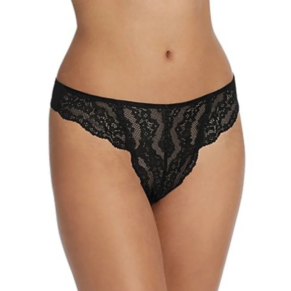 Skarlett Blue Impress Thong Women's Large Black Lace Elastic Waist Pull On